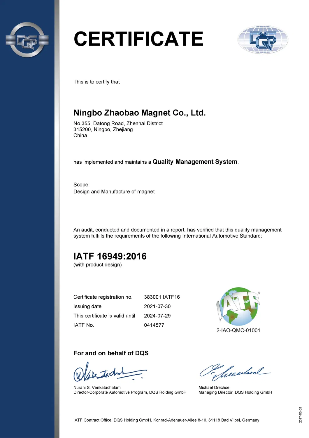 ISO Certificated Good Performance Bonded NdFeB Neodymium Magnet for Motor