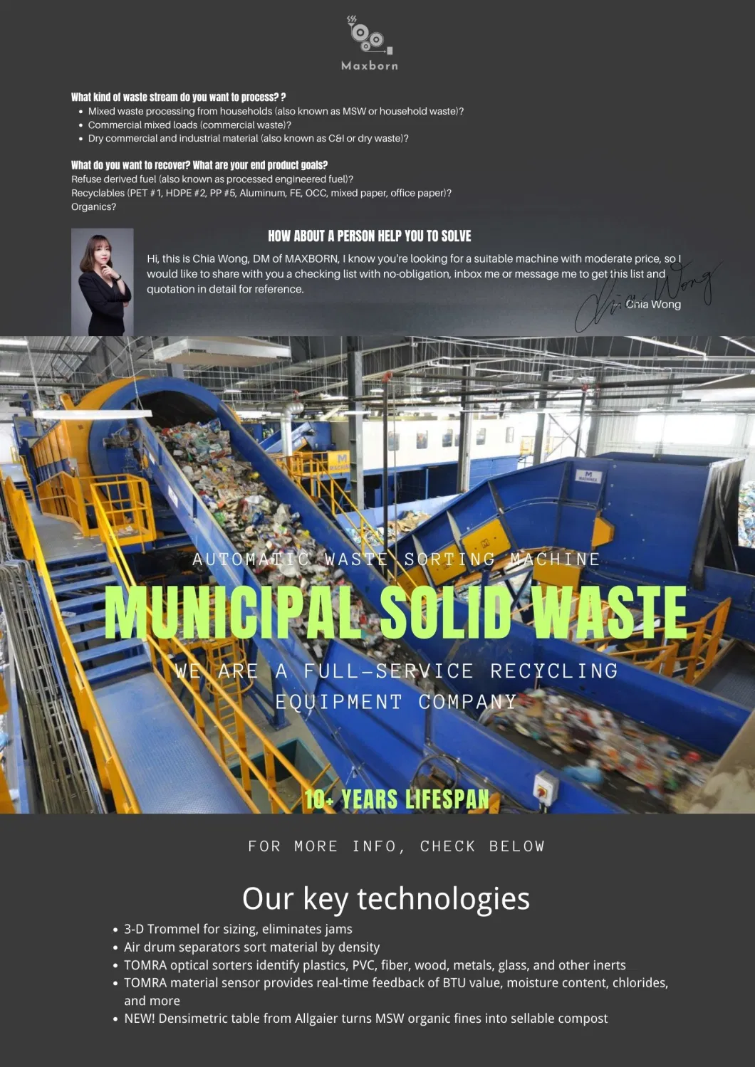 China Factory Msw Treatment Solutions for Urban Garbage